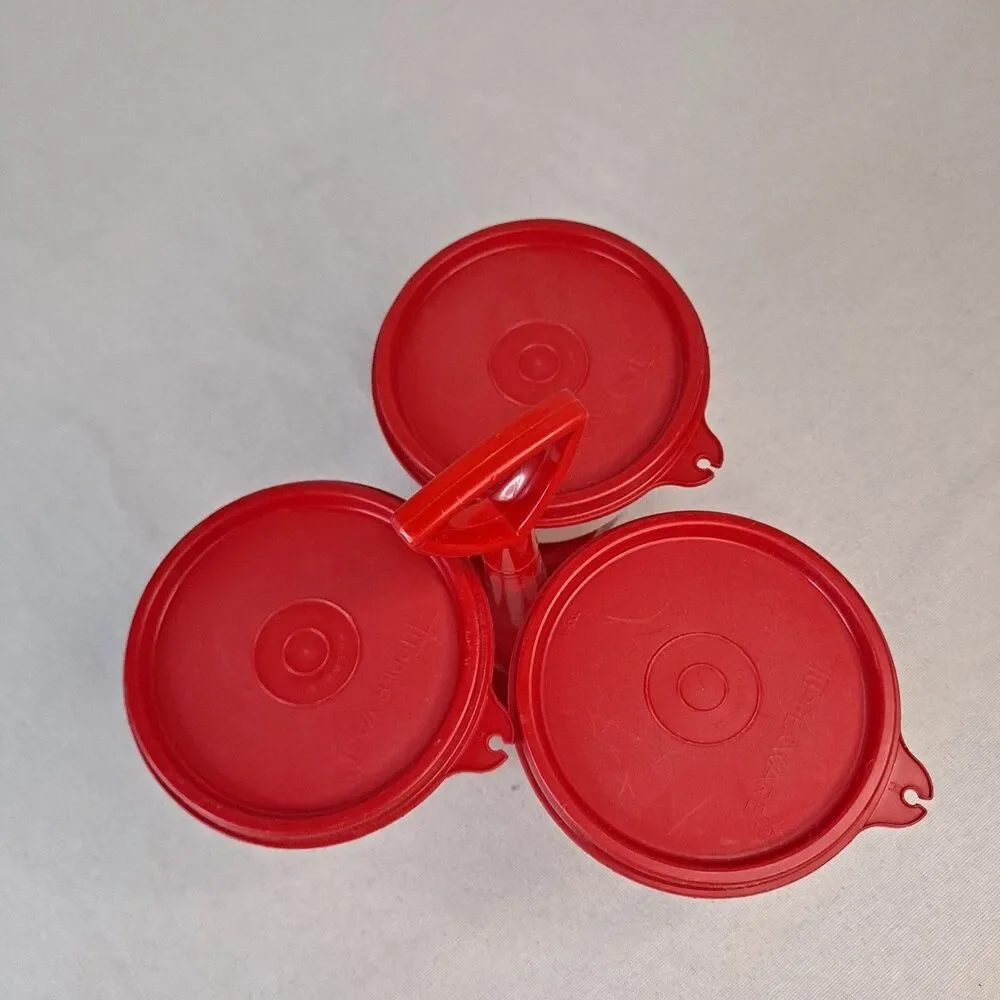Tupperware Condiment Caddy Red/Clear Picnic Camping